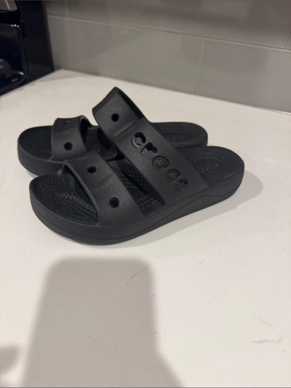 CROCS Women Size 4 Double-Strap Slide Sandals in Black